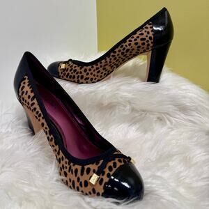 Y2K Coach Poppy Calf Hair Animal Cheetah Cap Toe Bow Detail Heel Pumps Sz 10B